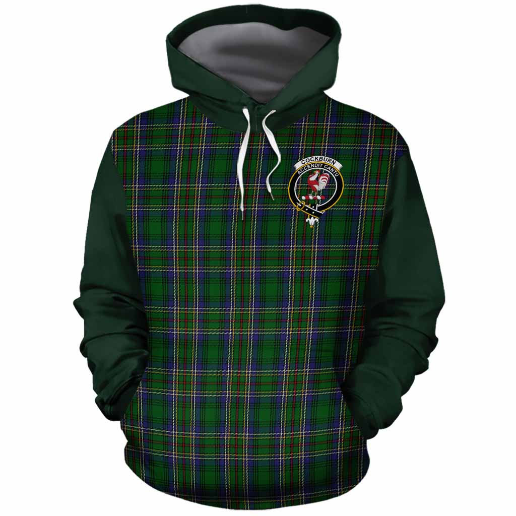 Cockburn Tartan Accent Cotton Hoodie with Family Crest