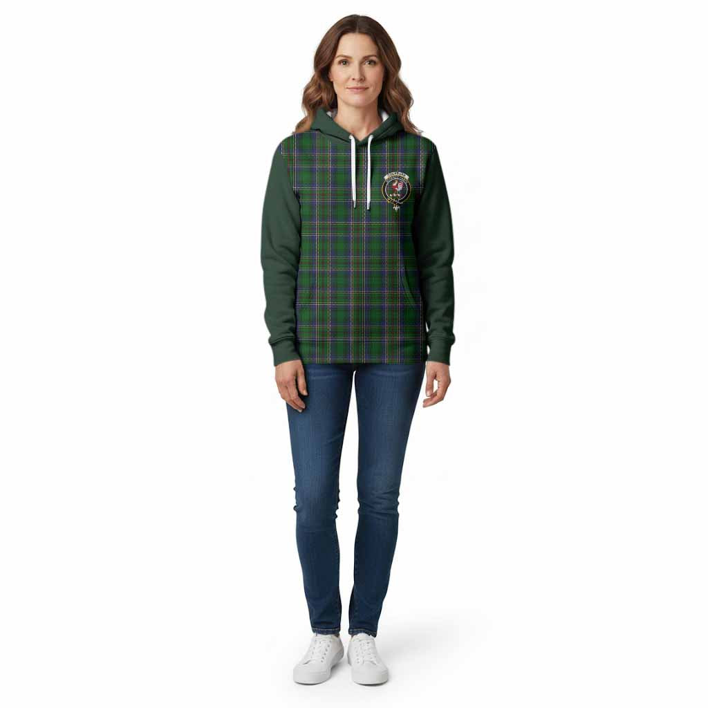 Cockburn Tartan Accent Cotton Hoodie with Family Crest