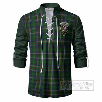 Cockburn Tartan Accent Ghillie Shirt with Family Crest