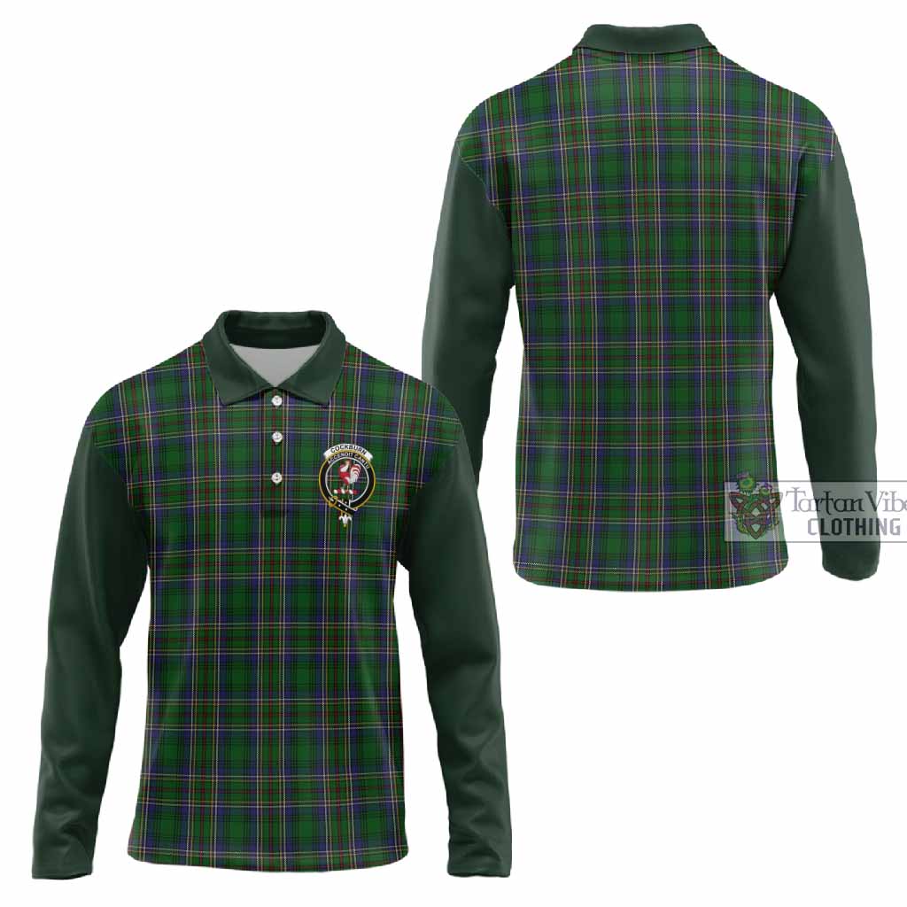 Cockburn Tartan Accent Long Sleeve Polo Shirt with Family Crest