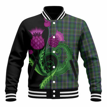 Cockburn Tartan Baseball Jacket Traditional Scottish Thistle