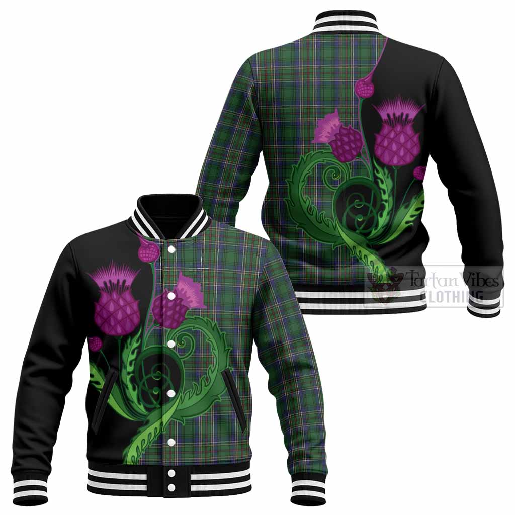 Cockburn Tartan Baseball Jacket Traditional Scottish Thistle