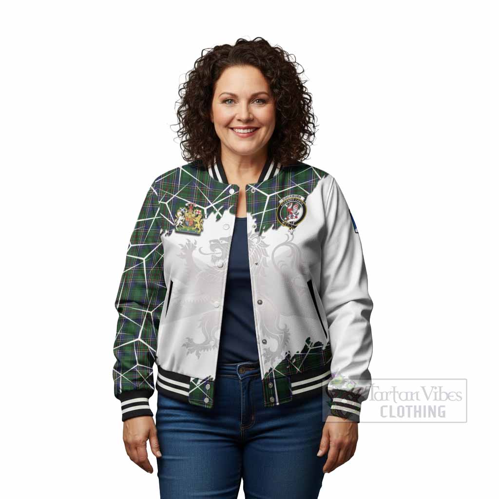 Cockburn Tartan Baseball Jacket with Family Crest and Lion Rampant Grunge Style