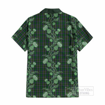 Cockburn Tartan Cotton Hawaiian Shirt Seamless Scottish Thistle Flowers