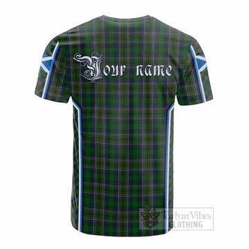 Cockburn Tartan Crest Cotton T-shirt Scotland Coat of Arm Flag Style