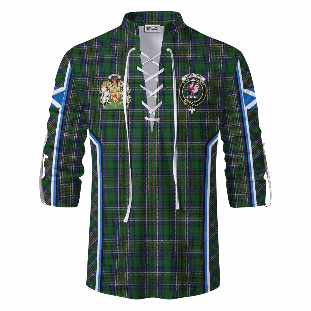 Cockburn Tartan Crest Ghillie Kilt Shirt Scotland Coat of Arm Flag Style - Tartan Vibes Clothing