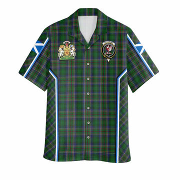 Cockburn Tartan Crest Hawaiian Shirt Scotland Coat of Arm Flag Style