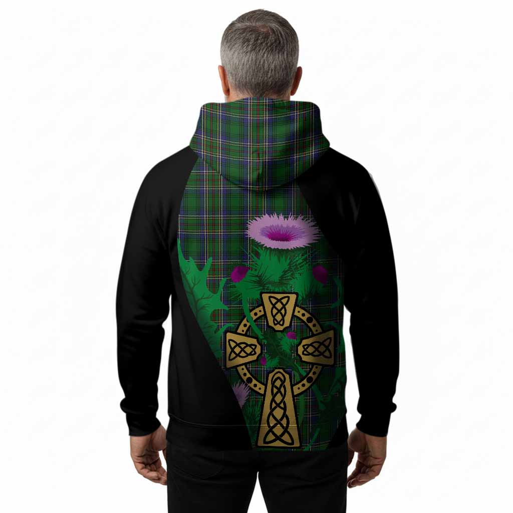 Cockburn Tartan Crest Hoodie Celtic Cross Thistle Flowers