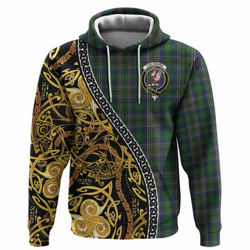 Cockburn Tartan Crest Hoodie Celtic Knot and Triple Trickle Spiral Symbols