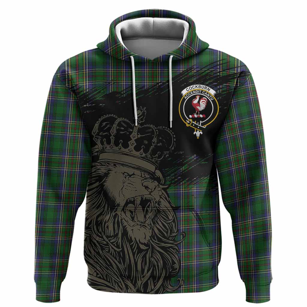 Cockburn Tartan Crest Hoodie Crowned Lion Heritage Style