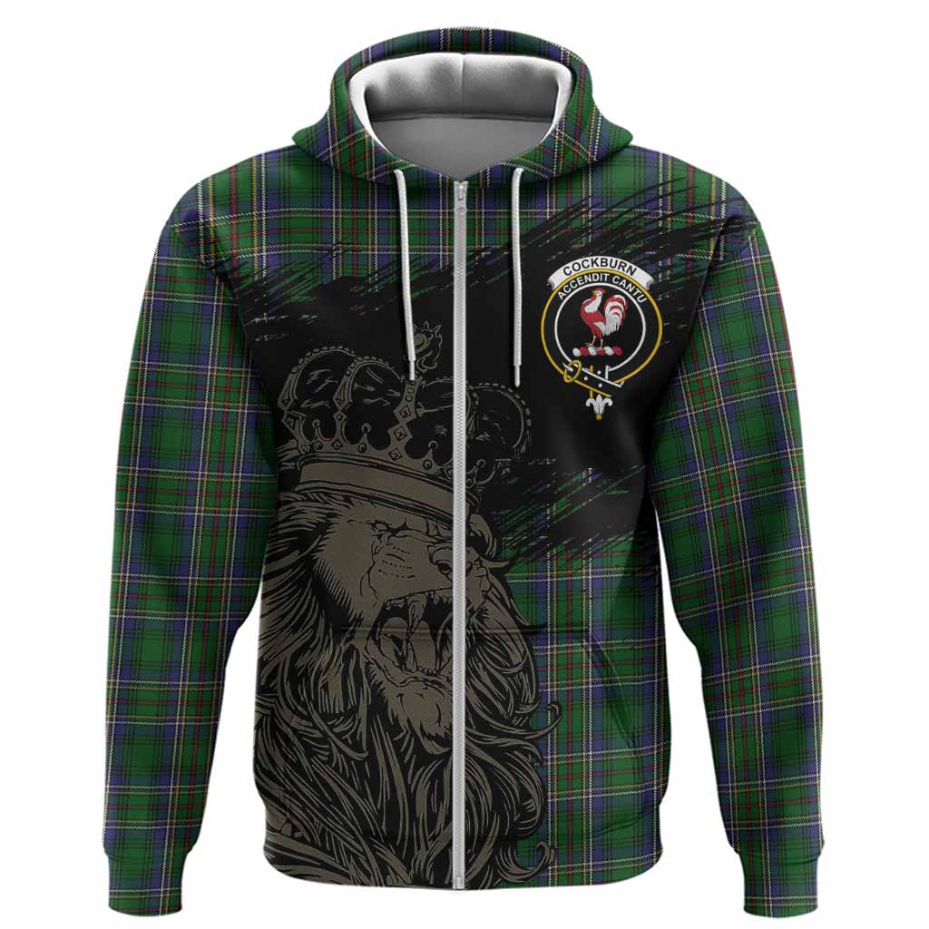 Cockburn Tartan Crest Hoodie Crowned Lion Heritage Style