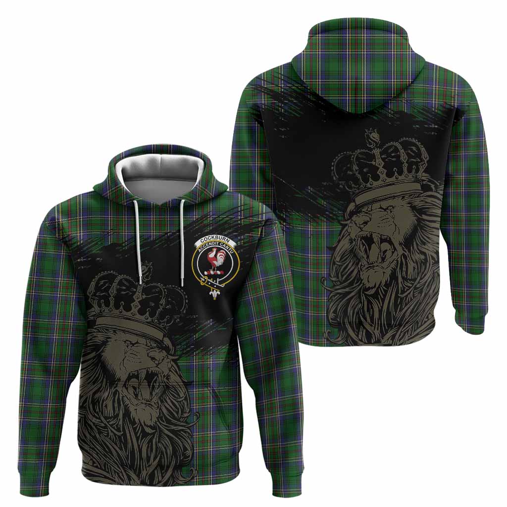 Cockburn Tartan Crest Hoodie Crowned Lion Heritage Style