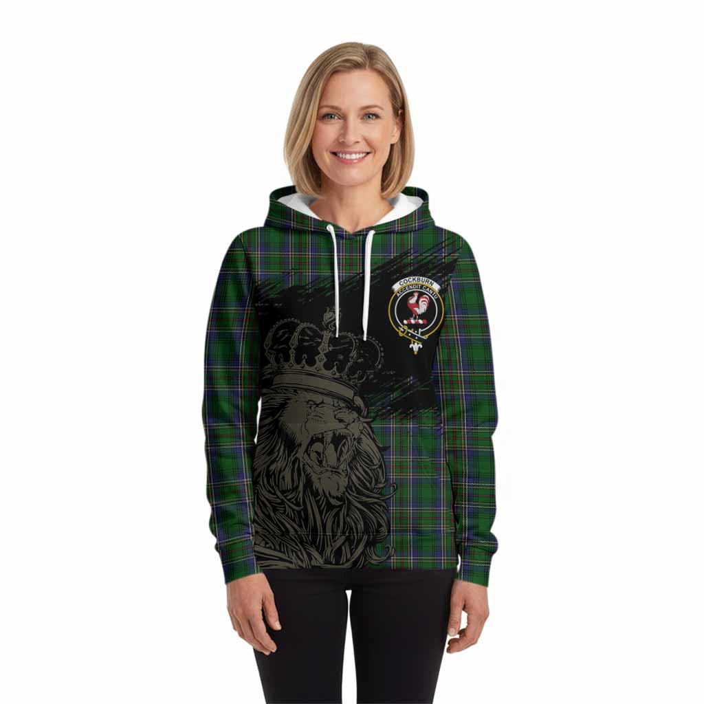 Cockburn Tartan Crest Hoodie Crowned Lion Heritage Style
