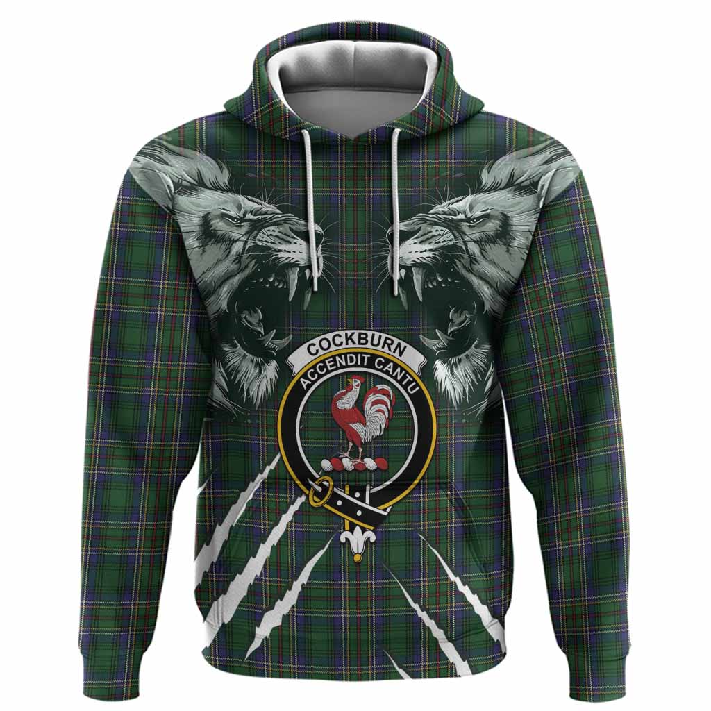 Cockburn Tartan Crest Hoodie Ferocious Lion Style