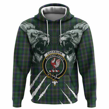 Cockburn Tartan Crest Hoodie Ferocious Lion Style
