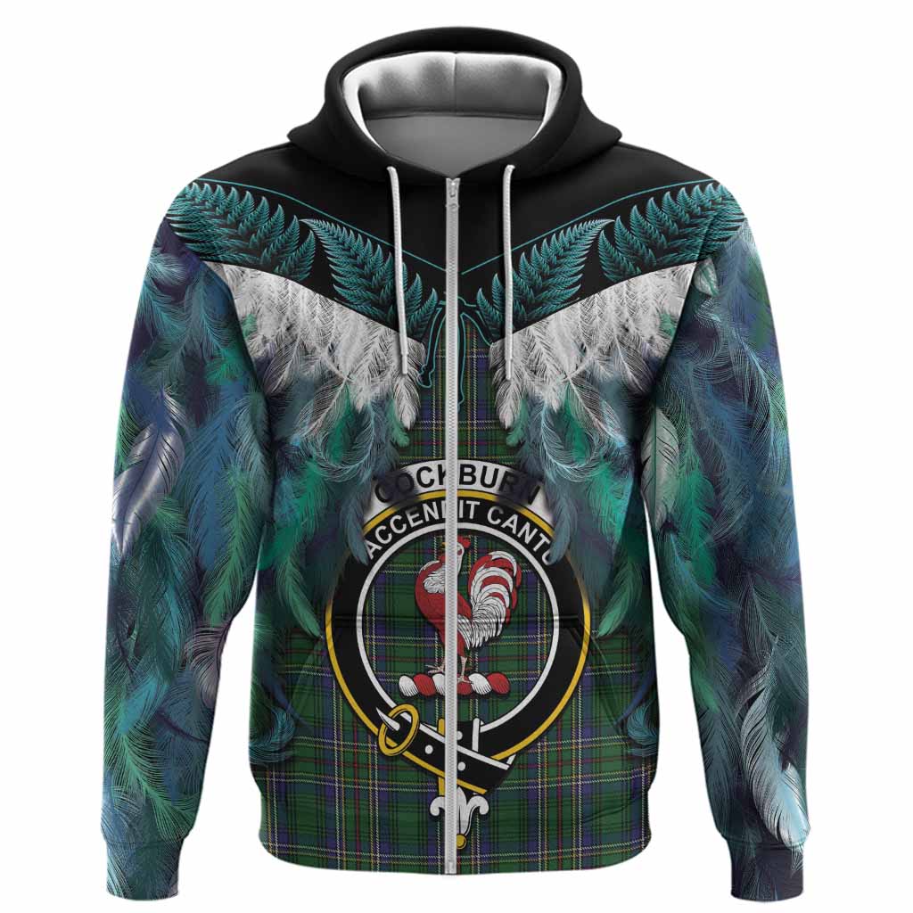 Cockburn Tartan Crest Hoodie New Zealand Maori Korowai Cloak