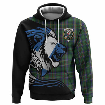 Cockburn Tartan Crest Hoodie Scottish Golden Lions Wave Flow