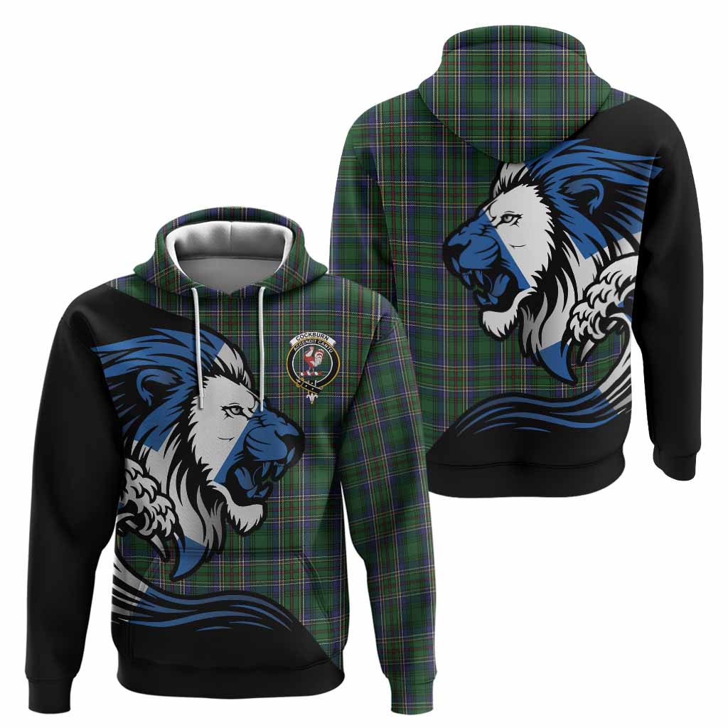 Cockburn Tartan Crest Hoodie Scottish Golden Lions Wave Flow