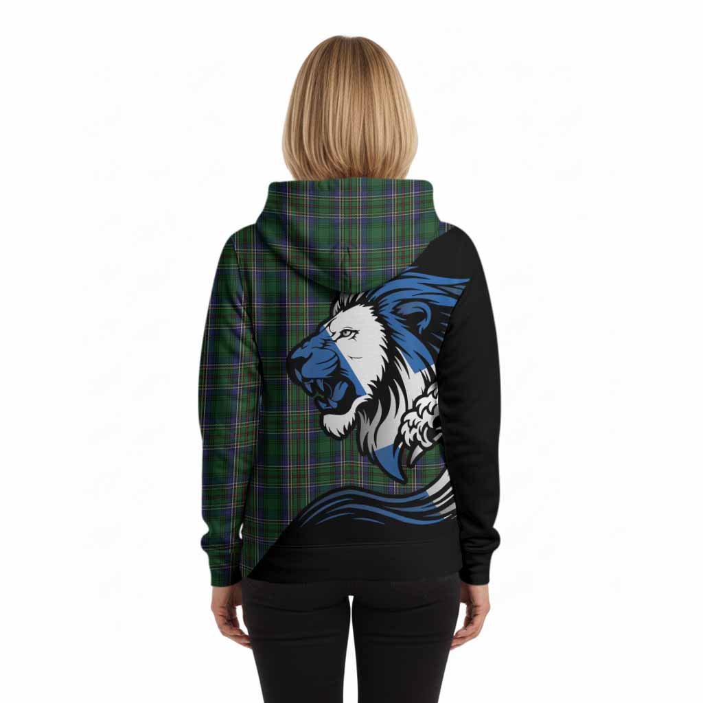 Cockburn Tartan Crest Hoodie Scottish Golden Lions Wave Flow