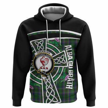 Cockburn Tartan Crest Hoodie Scottish Thistle Celtic Cross Alba Gu Brath
