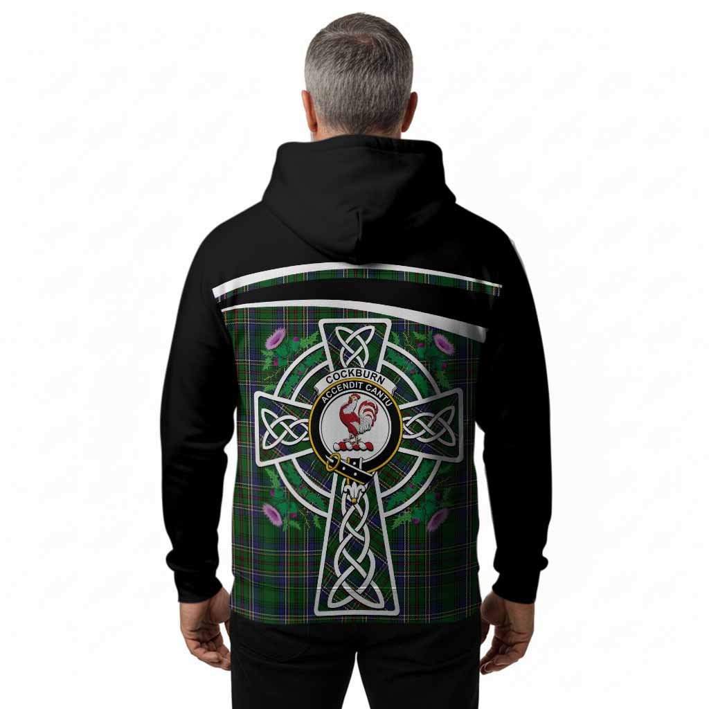 Cockburn Tartan Crest Hoodie Scottish Thistle Celtic Cross Alba Gu Brath