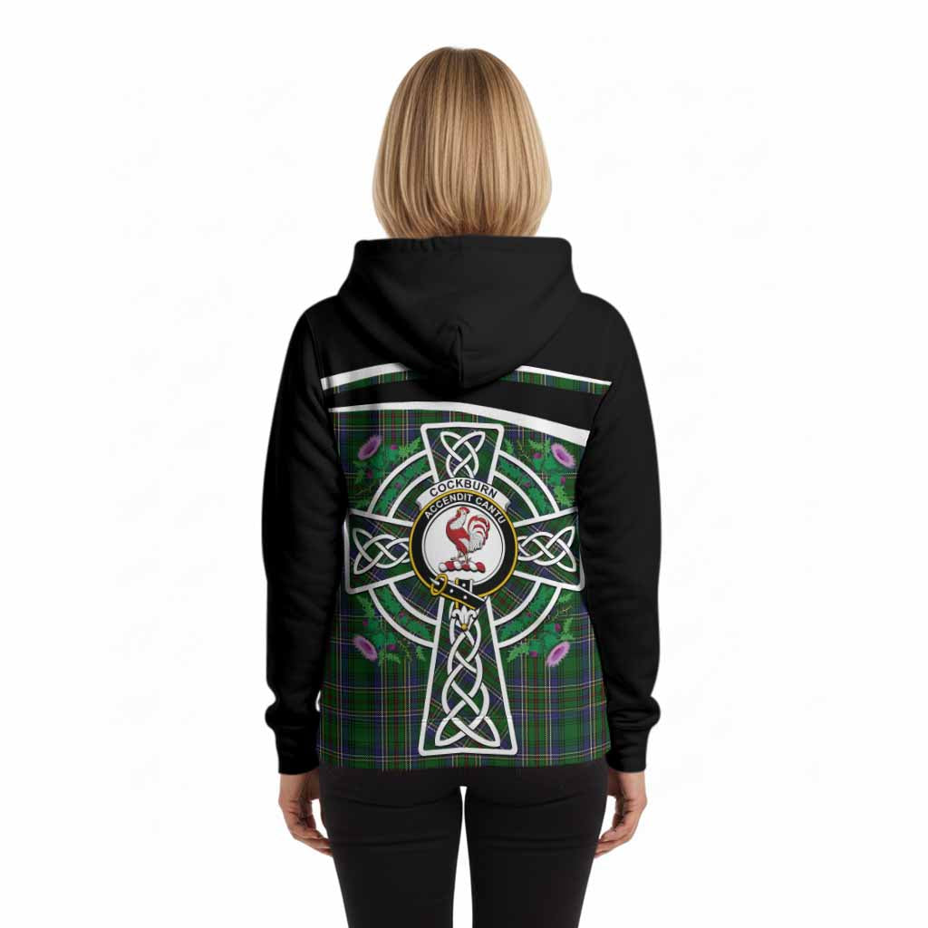 Cockburn Tartan Crest Hoodie Scottish Thistle Celtic Cross Alba Gu Brath