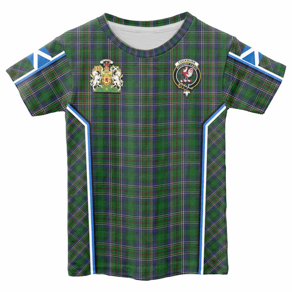 Cockburn Tartan Crest Kid T-shirt Scotland Coat of Arm Flag Style - Tartan Vibes Clothing