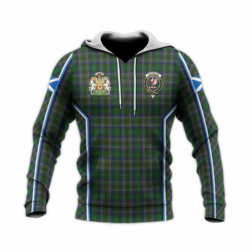 Cockburn Tartan Crest Knitted Hoodie Scotland Coat of Arm Flag Style
