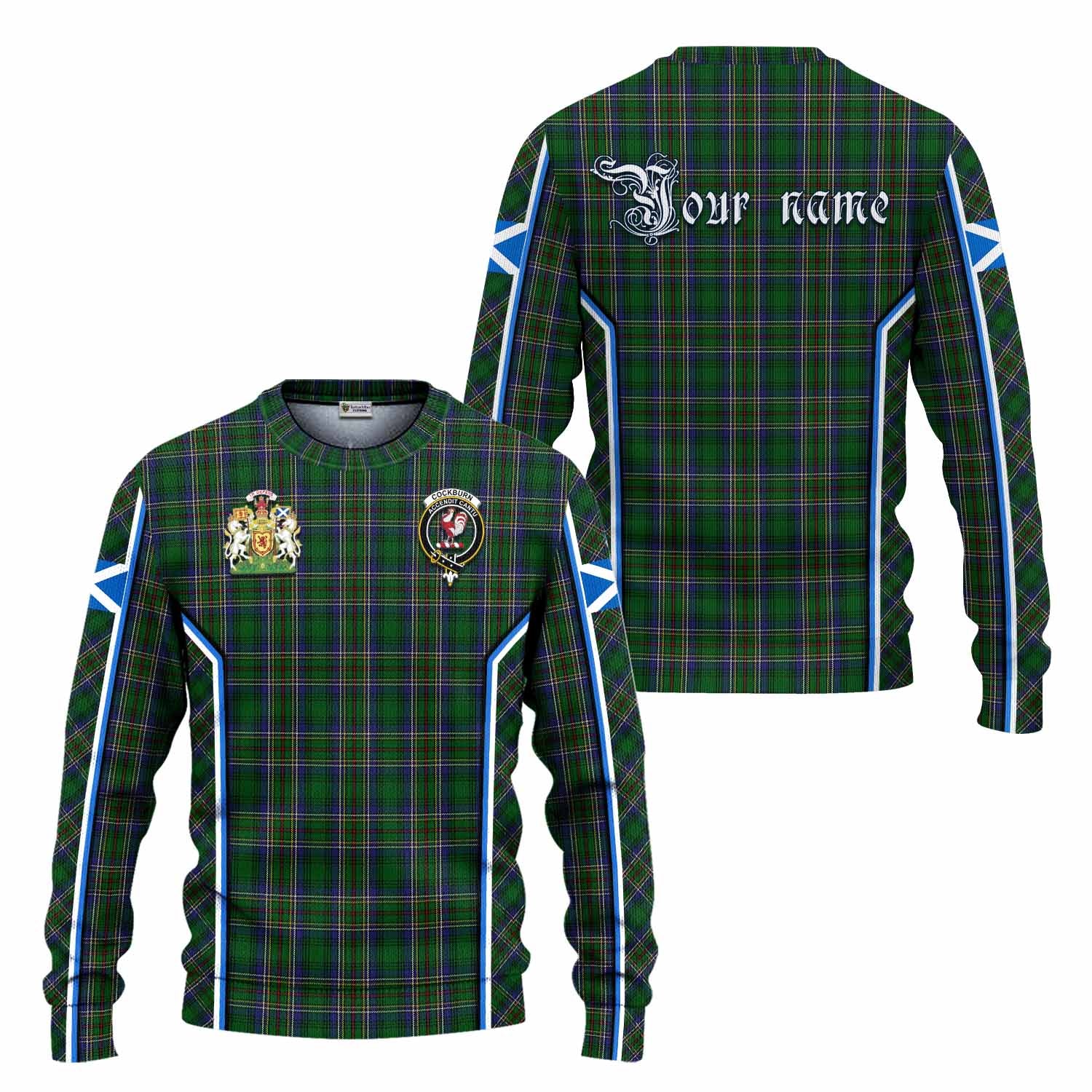 Cockburn Tartan Crest Knitted Sweater Scotland Coat of Arm Flag Style - Tartan Vibes Clothing