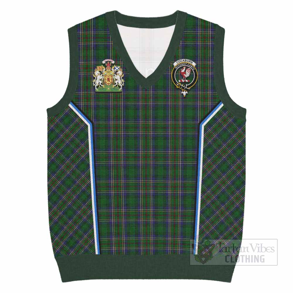 Cockburn Tartan Crest Knitted V-Neck Vest Scotland Coat of Arm Flag Style - Tartan Vibes Clothing