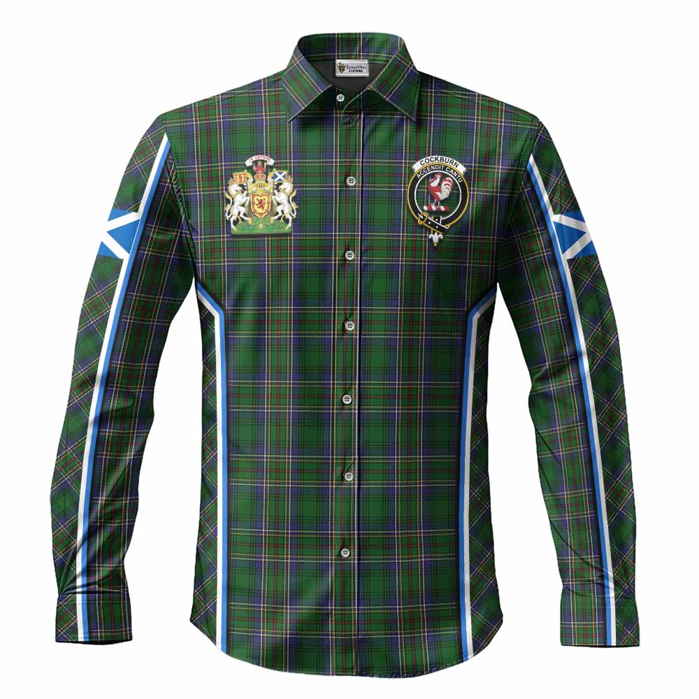 Cockburn Tartan Crest Long Sleeve Button Shirts Scotland Coat of Arm Flag Style - Tartan Vibes Clothing