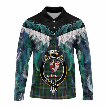 Cockburn Tartan Crest Long Sleeve Polo Shirt New Zealand Maori Korowai Cloak