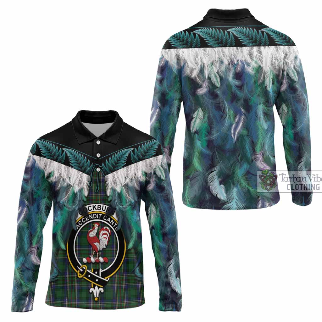Cockburn Tartan Crest Long Sleeve Polo Shirt New Zealand Maori Korowai Cloak
