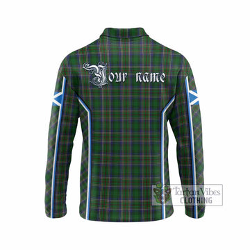 Cockburn Tartan Crest Long Sleeve Polo Shirt Scotland Coat of Arm Flag Style