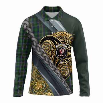 Cockburn Tartan Crest Long Sleeve Polo Shirt Scottish Triskele Celtic