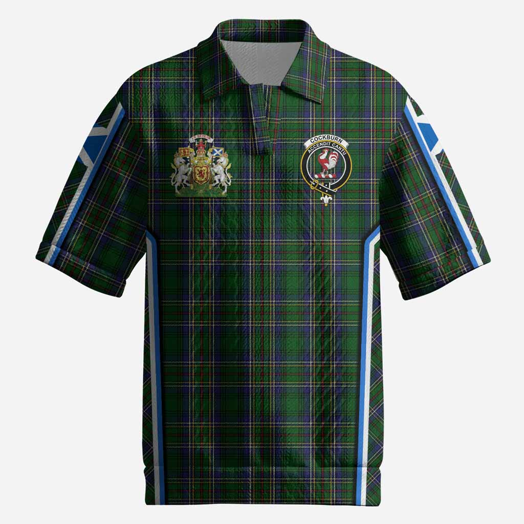 Cockburn Tartan Crest Men’s Polo Sweater Top Scotland Coat of Arm Flag Style