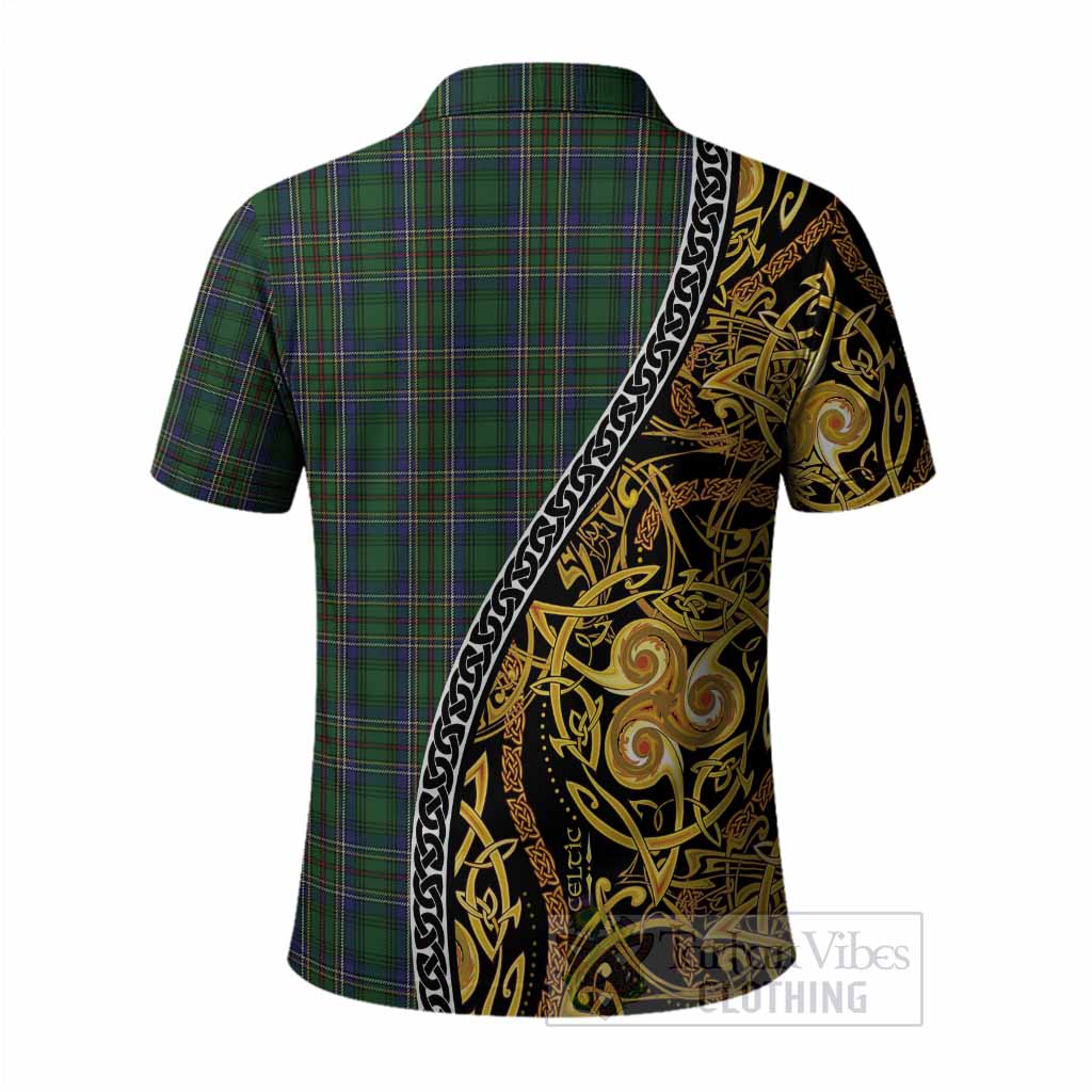 Cockburn Tartan Crest Polo Shirt Celtic Knot and Triple Trickle Spiral Symbols