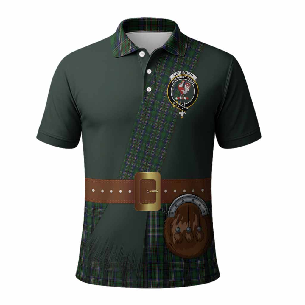 Cockburn Tartan Crest Polo Shirt Kilt Costume Style
