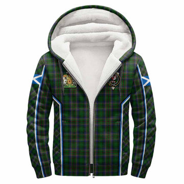 Cockburn Tartan Crest Sherpa Hoodie Scotland Coat of Arm Flag Style