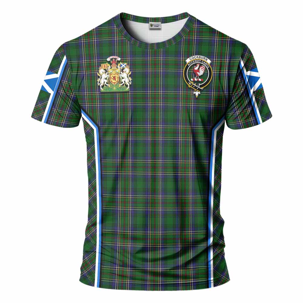 Cockburn Tartan Crest T-shirt Scotland Coat of Arm Flag Style - Tartan Vibes Clothing