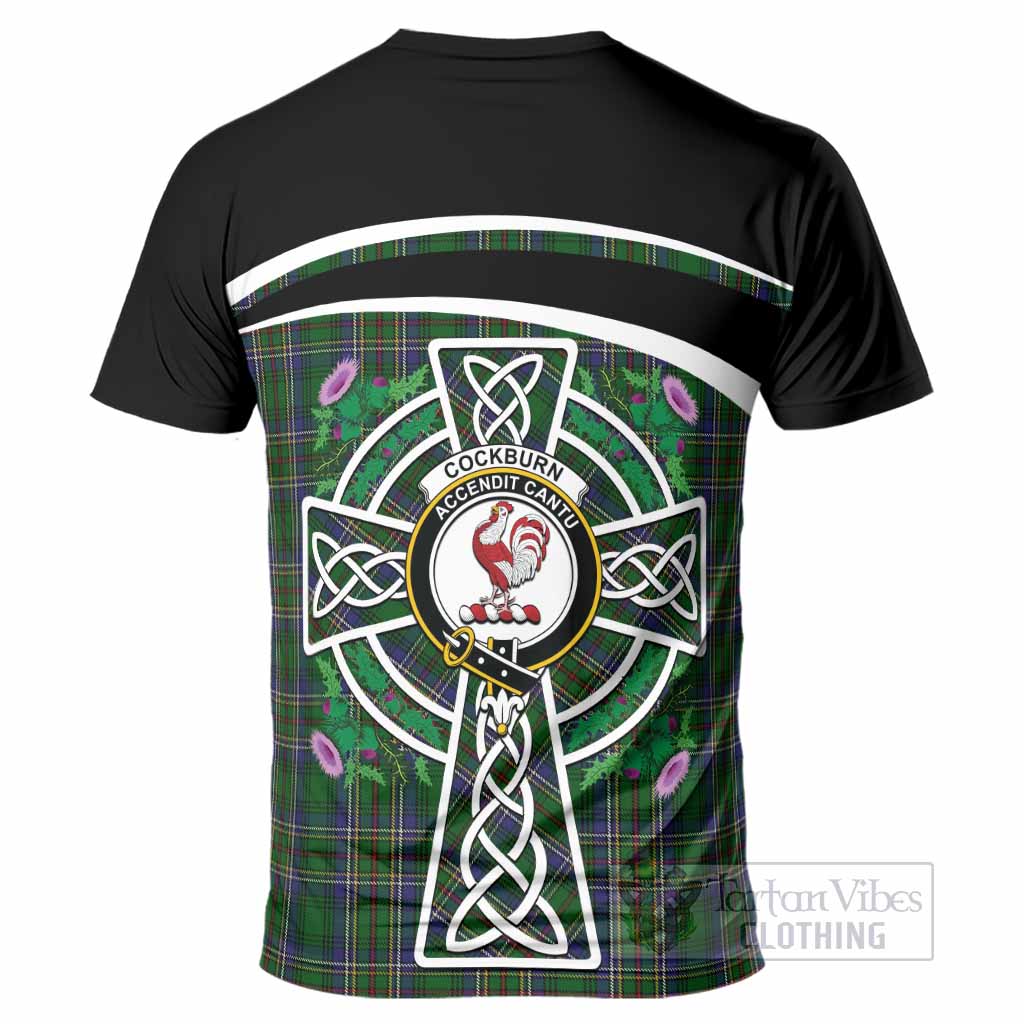 Cockburn Tartan Crest T-Shirt Scottish Thistle Celtic Cross Alba Gu Brath