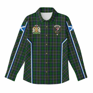 Cockburn Tartan Crest Women Casual Shirt Scotland Coat of Arm Flag Style - Tartan Vibes Clothing