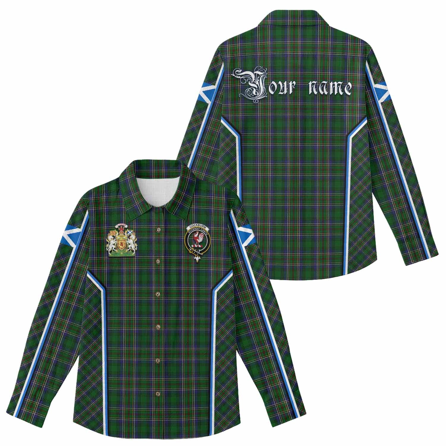 Cockburn Tartan Crest Women Casual Shirt Scotland Coat of Arm Flag Style - Tartan Vibes Clothing