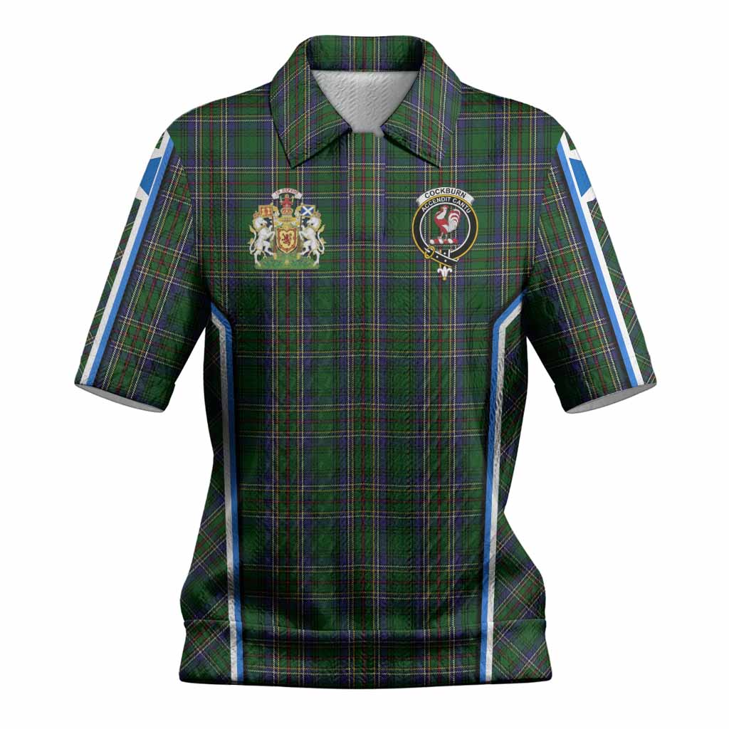 Cockburn Tartan Crest Women’s Polo Sweater Top Scotland Coat of Arm Flag Style