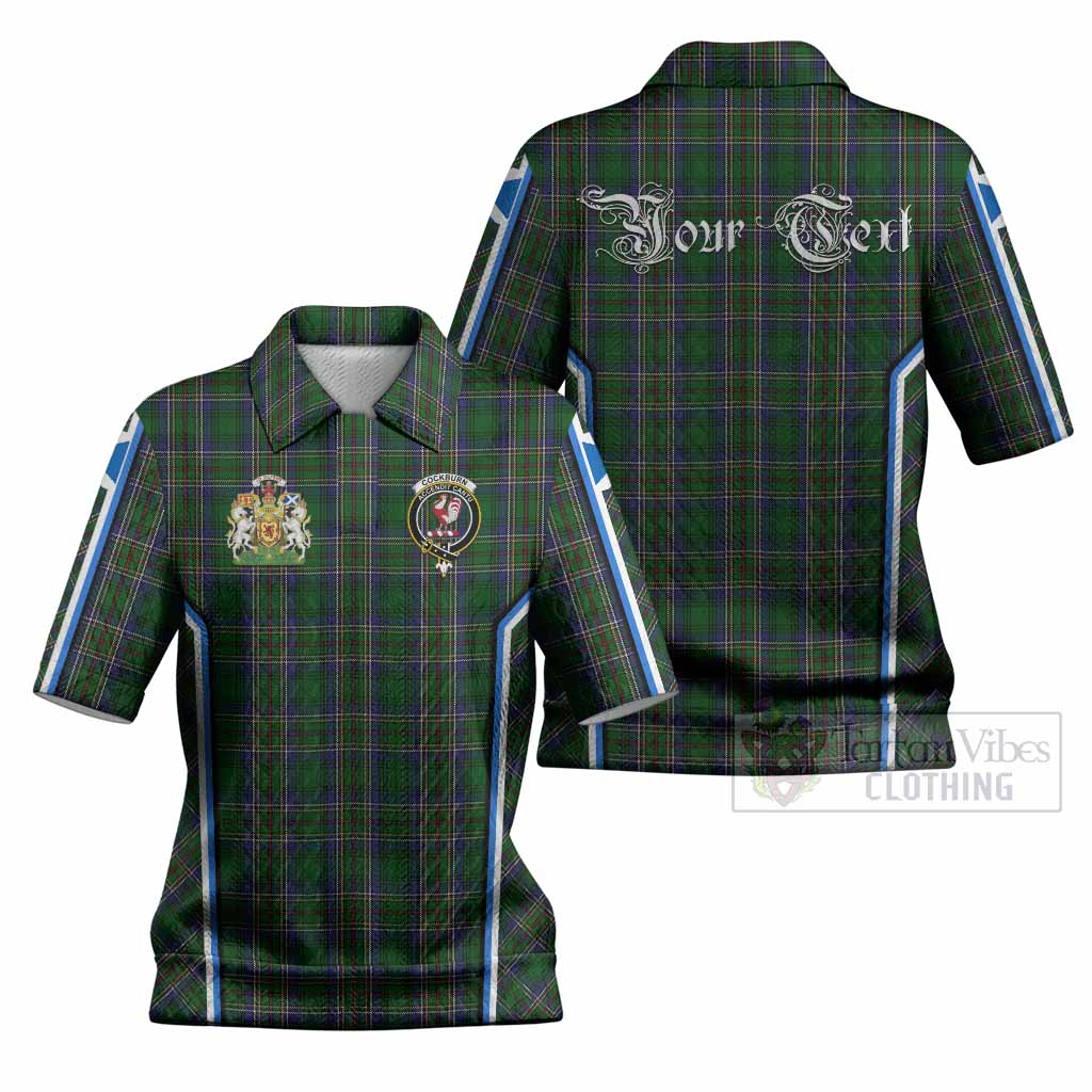 Cockburn Tartan Crest Women’s Polo Sweater Top Scotland Coat of Arm Flag Style