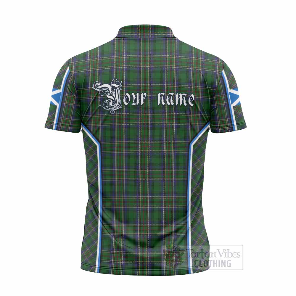 Cockburn Tartan Crest Zipper Polo Shirt Scotland Coat of Arm Flag Style - Tartan Vibes Clothing