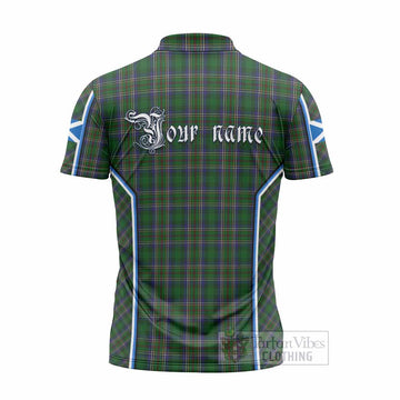 Cockburn Tartan Crest Zipper Polo Shirt Scotland Coat of Arm Flag Style