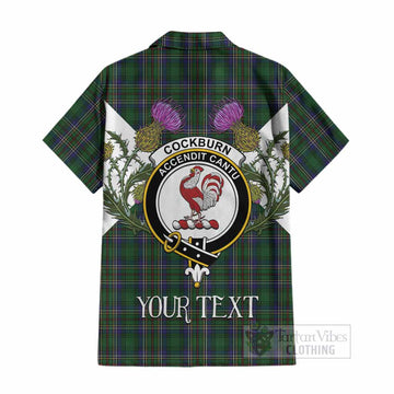 Cockburn Tartan Family Crest Cotton Hawaiian Shirt Scottish Burns Night Thistle Floral