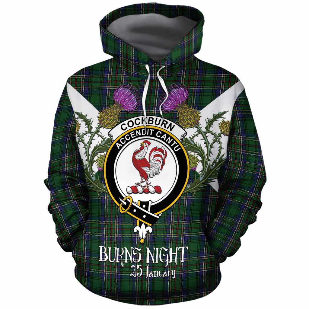 Cockburn Tartan Family Crest Cotton Hoodie Scottish Burns Night Thistle Floral