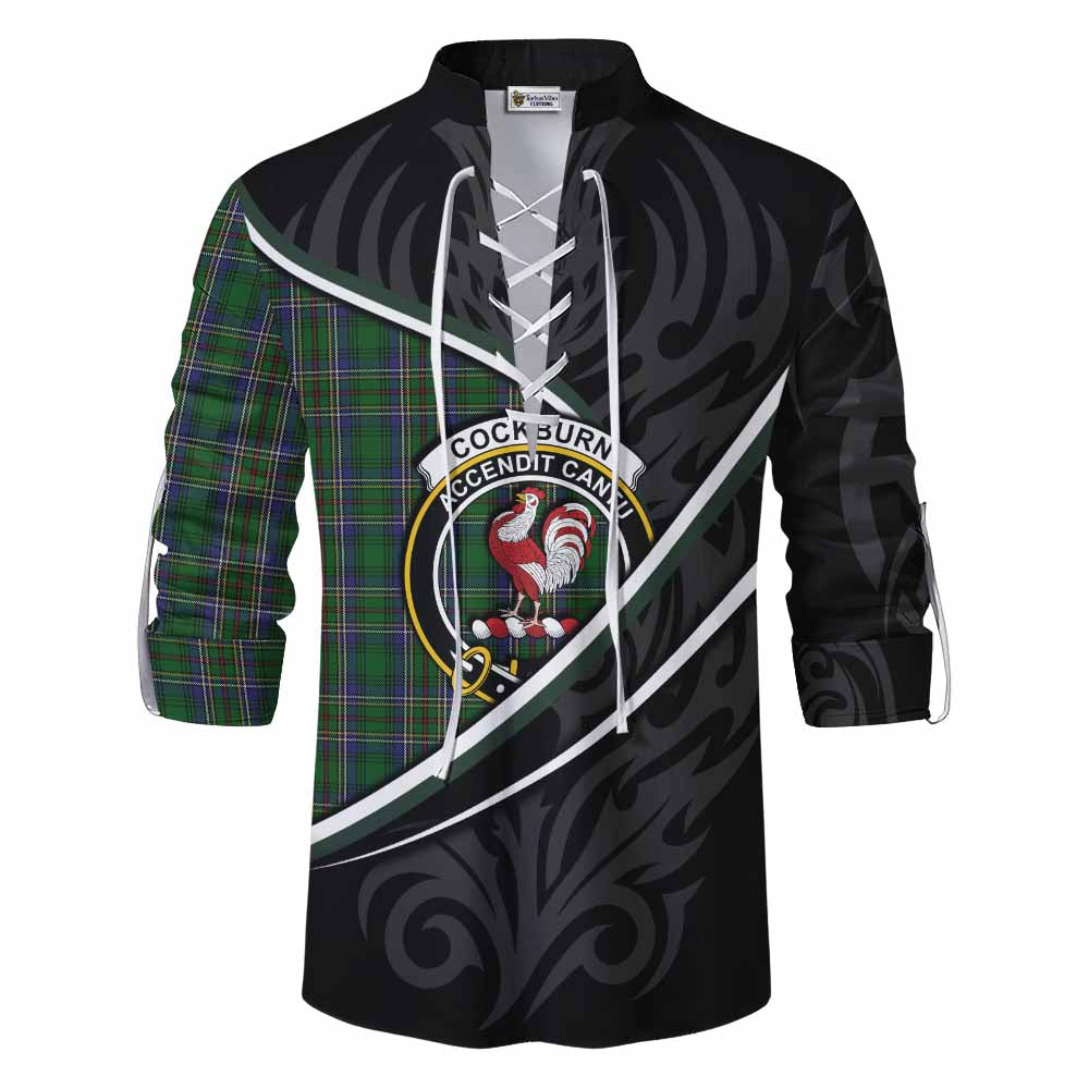 Cockburn Tartan Family Crest Ghillie Kilt Shirt Celtic Scottish Thistle Floral - Tartan Vibes Clothing